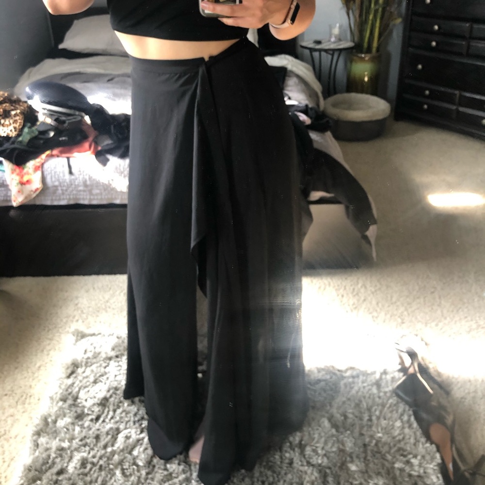 High waisted Long side tie wrap around skirt